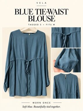 Vela Blue Tie-Waist Blouse
